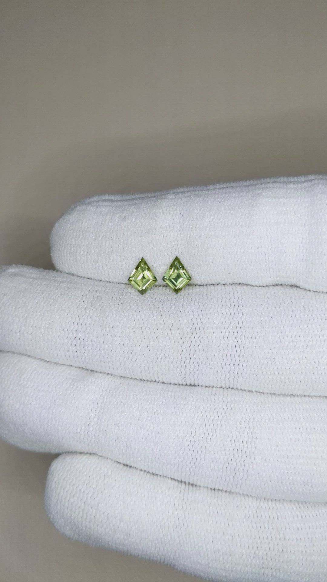 0.80 Ct.Tw.Total Carat Weight Green Sapphire Pair from Ceylon (Sri Lanka) Size Video