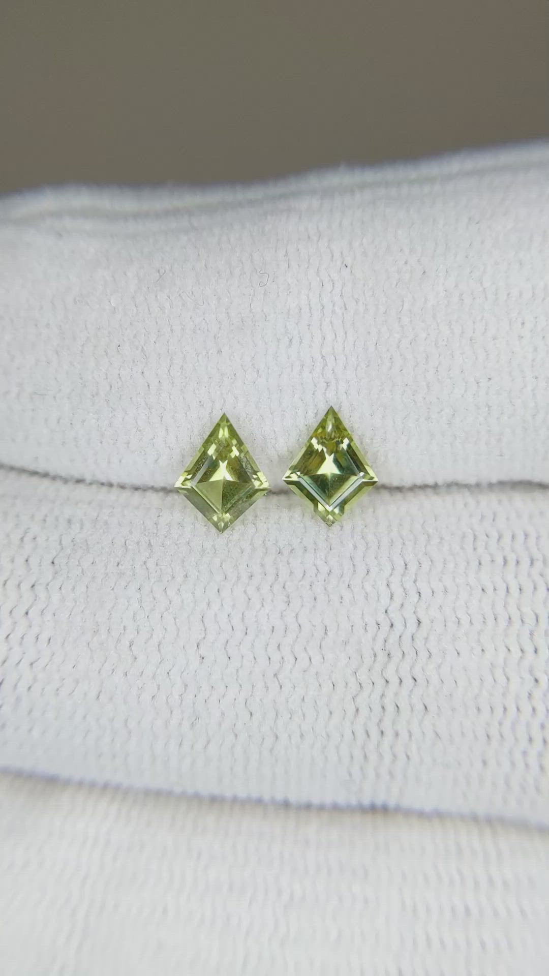 0.80 Ct.Tw.Total Carat Weight Green Sapphire Pair from Ceylon (Sri Lanka) Size Video