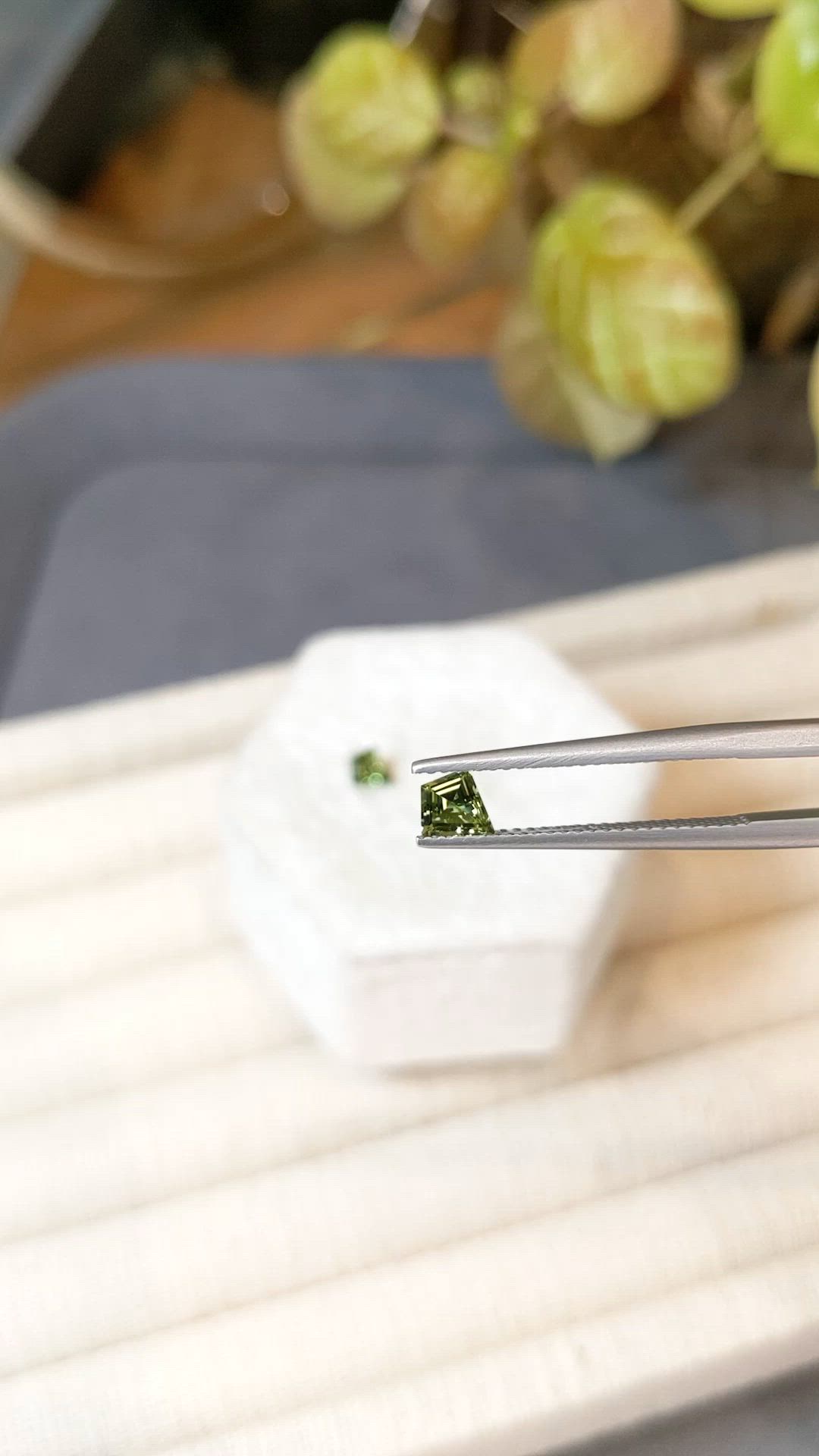 0.78 Ct.Tw.Total Carat Weight Green Sapphire Pair from Ceylon (Sri Lanka) Size Video