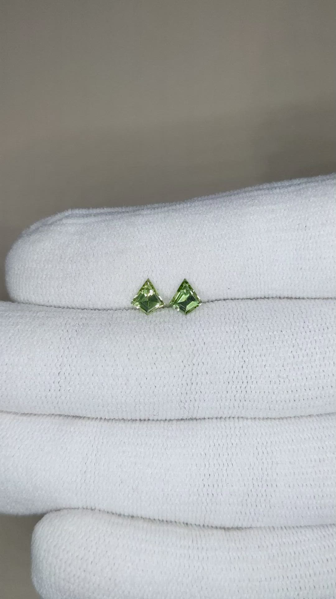0.78 Ct.Tw.Total Carat Weight Green Sapphire Pair from Ceylon (Sri Lanka) Size Video