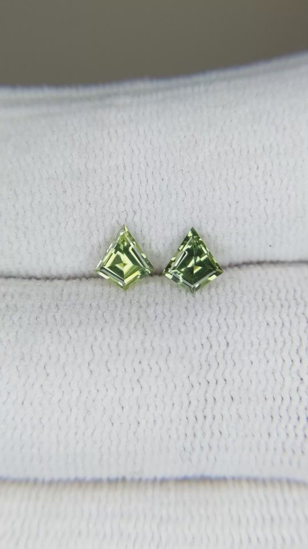 0.78 Ct.Tw.Total Carat Weight Green Sapphire Pair from Ceylon (Sri Lanka) Size Video