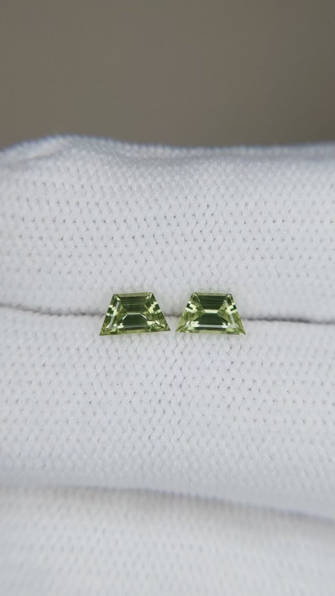 0.69 Ct.Tw.Total Carat Weight Green Sapphire Pair from Ceylon (Sri Lanka) Size Video