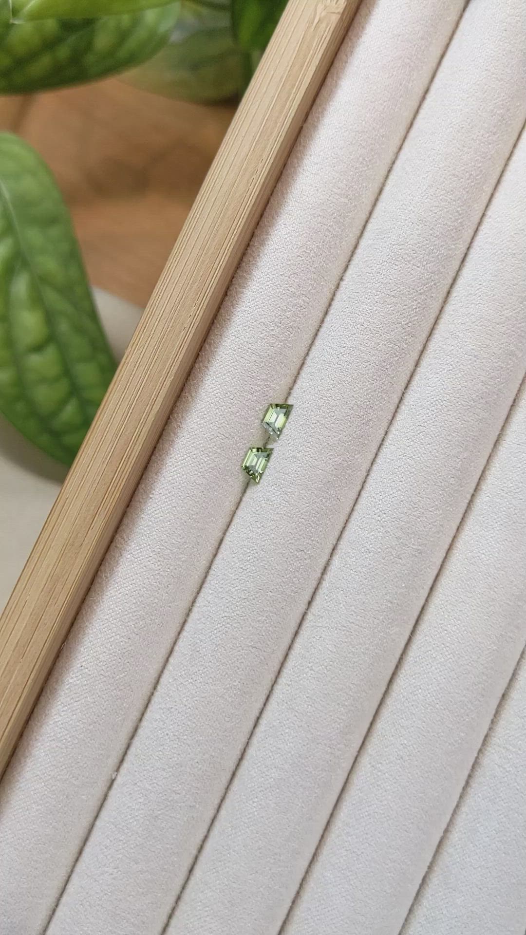 0.69 Ct.Tw.Total Carat Weight Green Sapphire Pair from Ceylon (Sri Lanka) Size Video