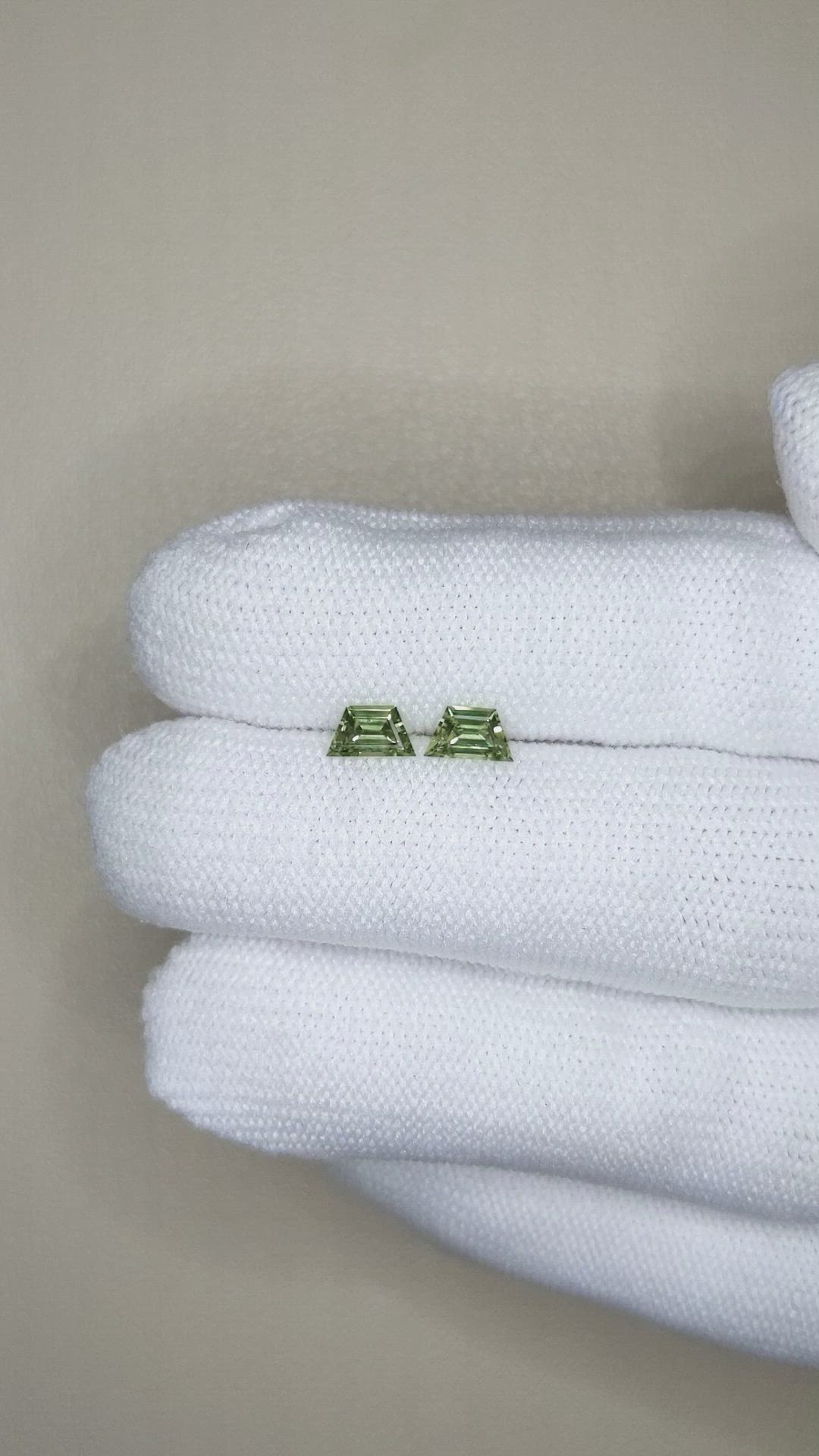 0.69 Ct.Tw.Total Carat Weight Green Sapphire Pair from Ceylon (Sri Lanka) Size Video