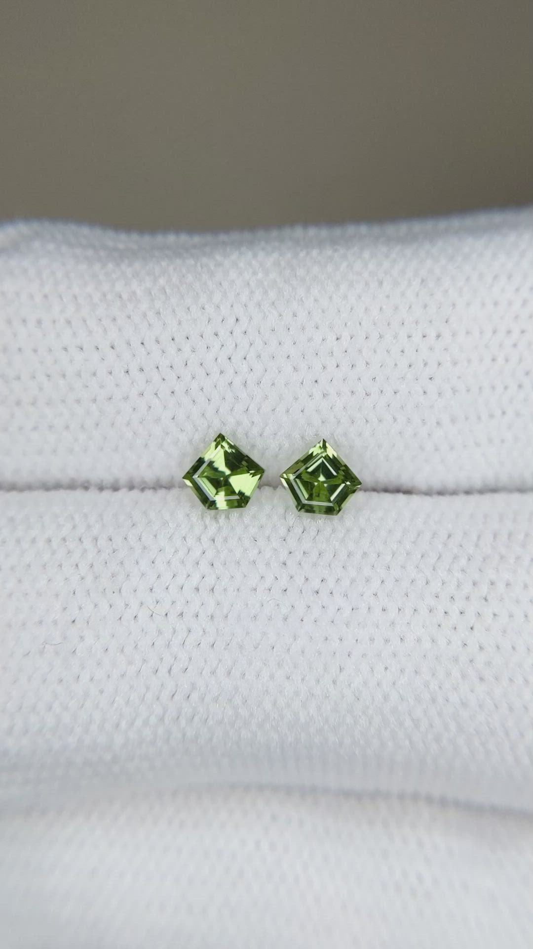 0.62 Ct.Tw.Total Carat Weight Green Sapphire Pair from Ceylon (Sri Lanka) Size Video