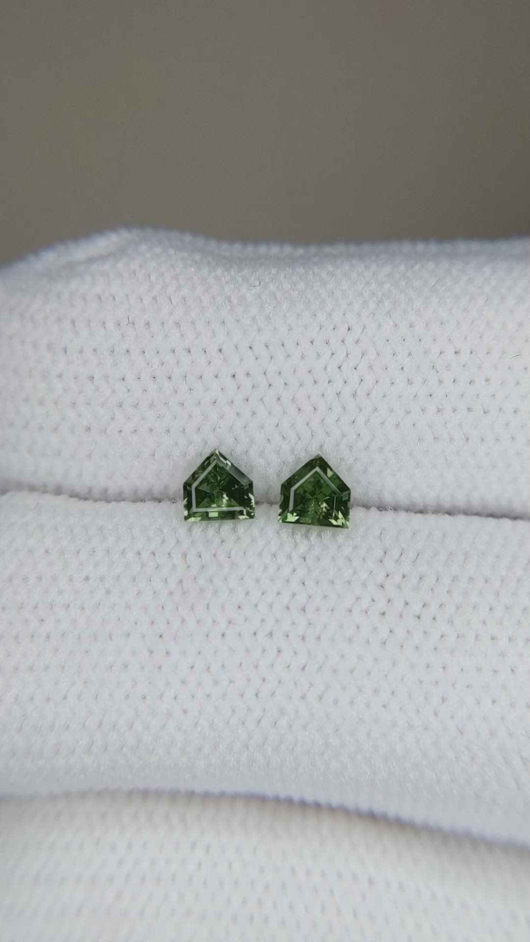 0.51 Ct.Tw.Total Carat Weight Green Sapphire Pair from Ceylon (Sri Lanka) Size Video