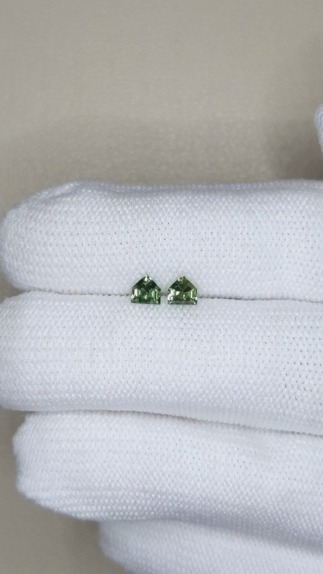 0.51 Ct.Tw.Total Carat Weight Green Sapphire Pair from Ceylon (Sri Lanka) Size Video