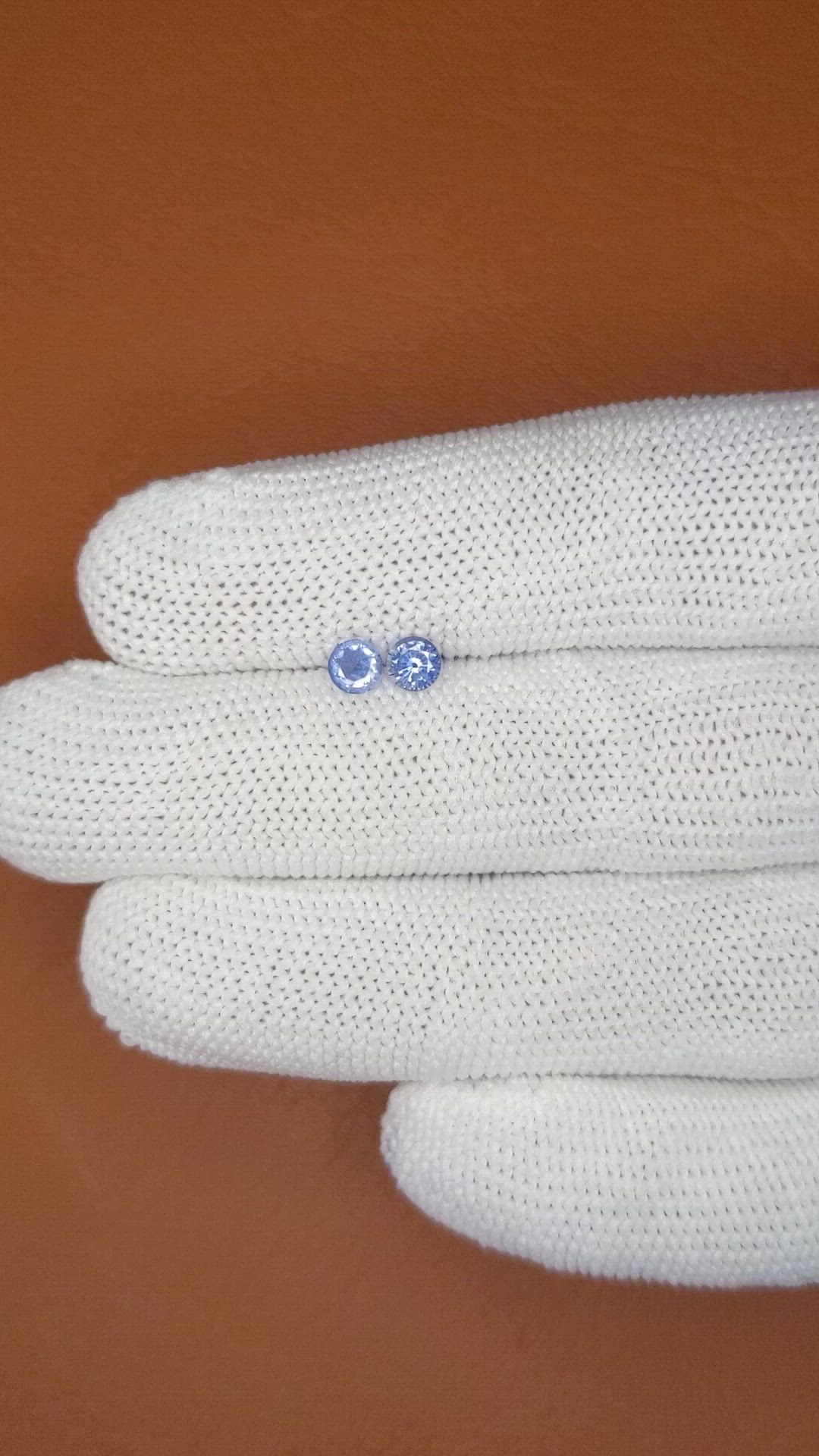 0.56&nbsp;Ct.Tw.Total Carat Weight Blue Sapphire Pair from Ceylon (Sri Lanka) Size Video