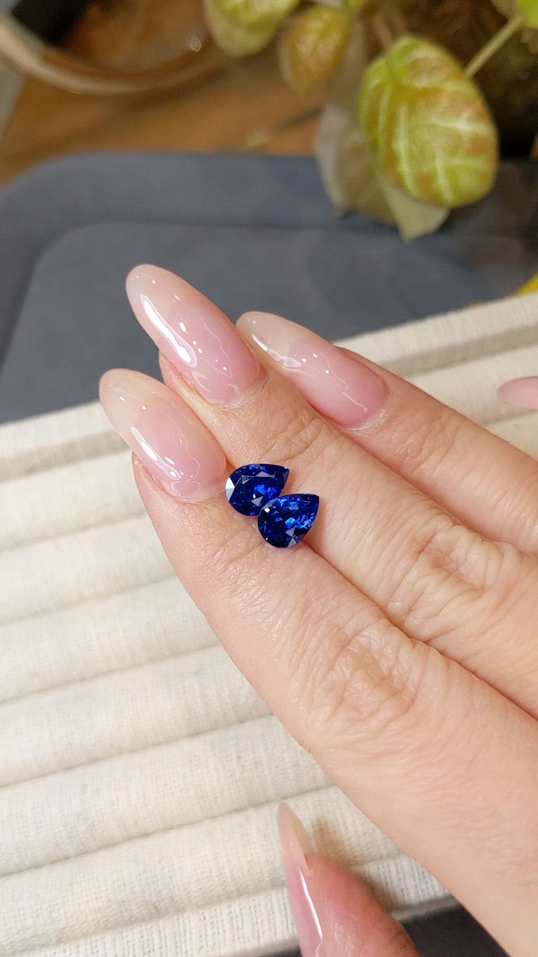 3.24 Ct.Tw.Total Carat Weight Blue Sapphire Pair from Ceylon (Sri Lanka) Size Video