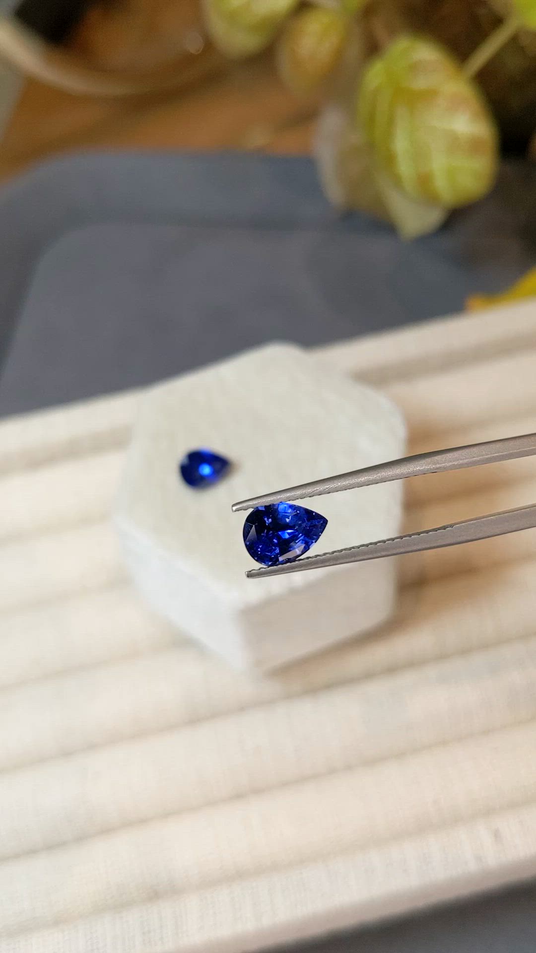 3.24 Ct.Tw.Total Carat Weight Blue Sapphire Pair from Ceylon (Sri Lanka) Size Video