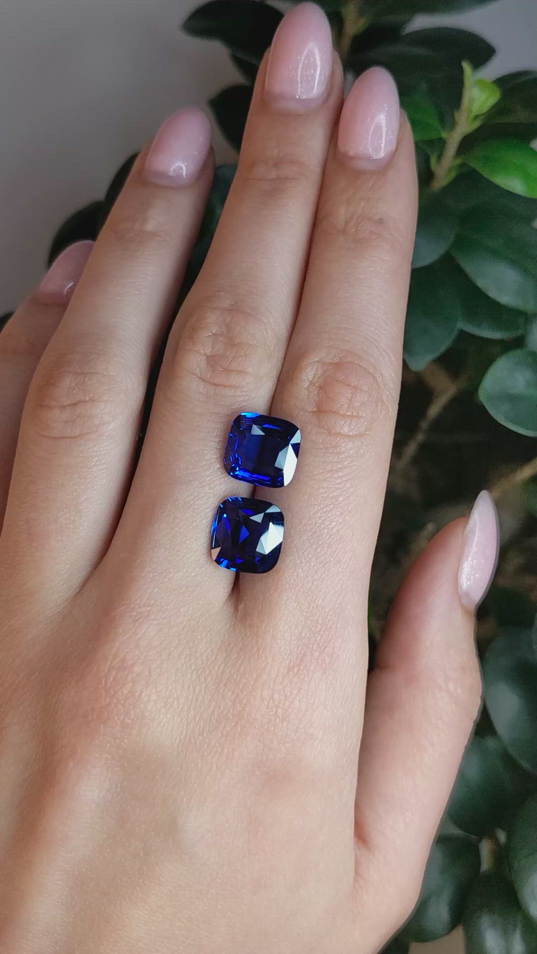 12.03 Ct.Tw.Total Carat Weight Blue Sapphire Pair from Ceylon (Sri Lanka) Size Video