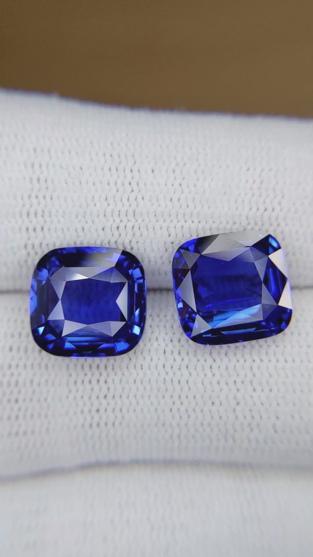 12.03 Ct.Tw.Total Carat Weight Blue Sapphire Pair from Ceylon (Sri Lanka) Size Video