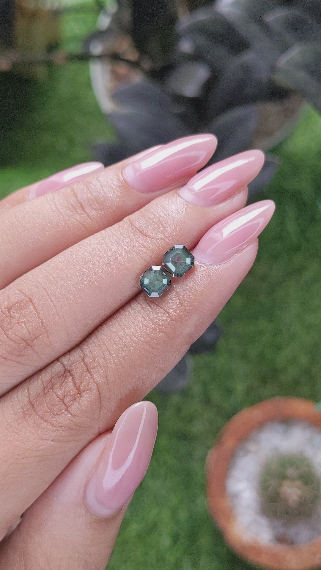 2.15&nbsp;Ct.Tw.Total Carat Weight Bluish Green Sapphire Pair from Kenya Size Video