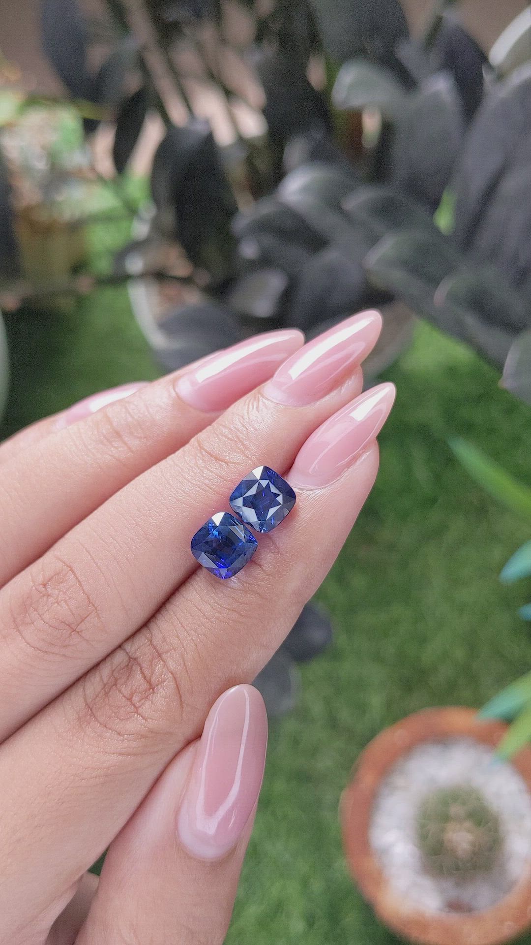 6.06 Ct.Tw.Total Carat Weight Blue Sapphire Pair from Ceylon (Sri Lanka) Size Video