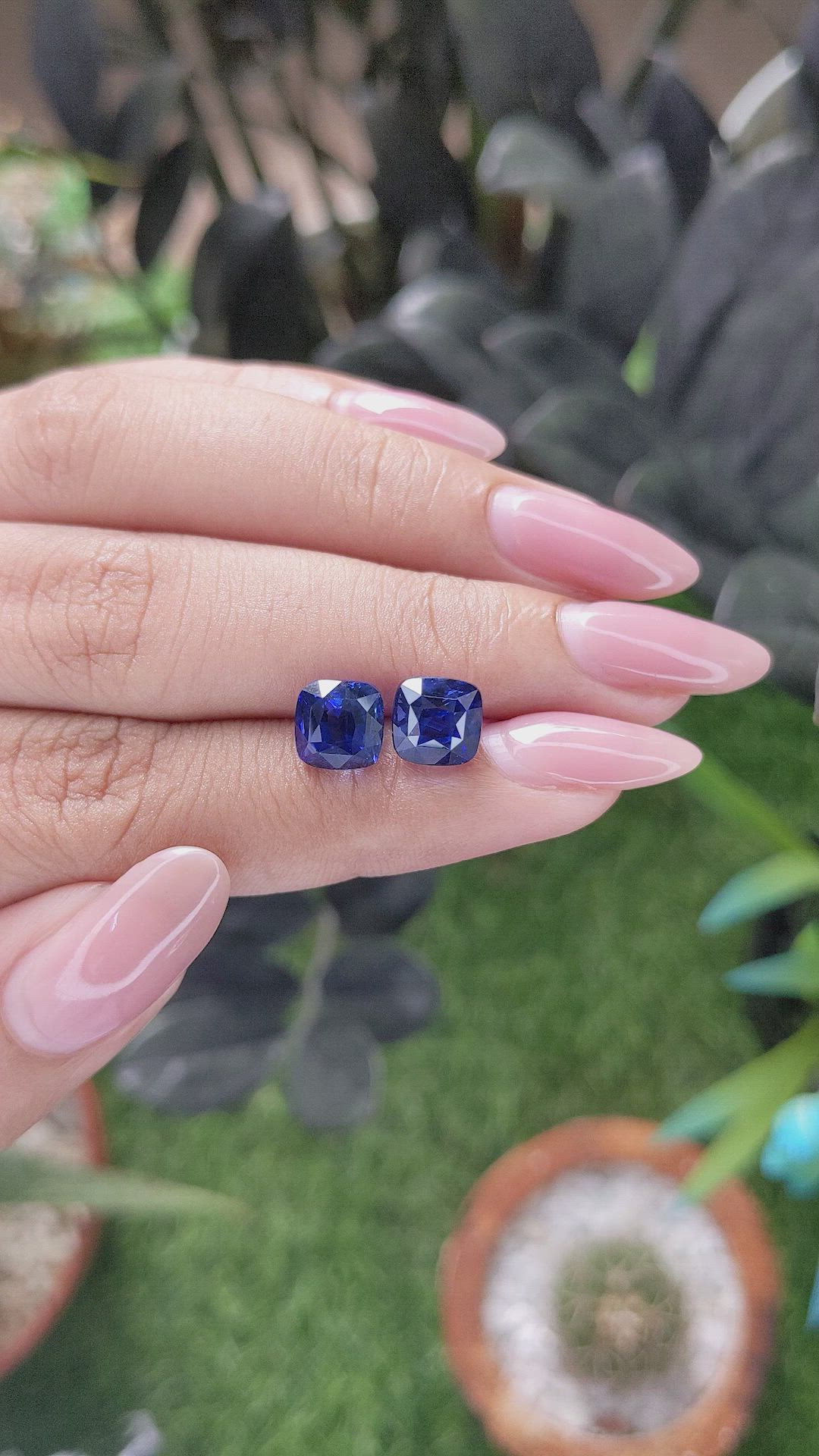 6.06 Ct.Tw.Total Carat Weight Blue Sapphire Pair from Ceylon (Sri Lanka) Size Video