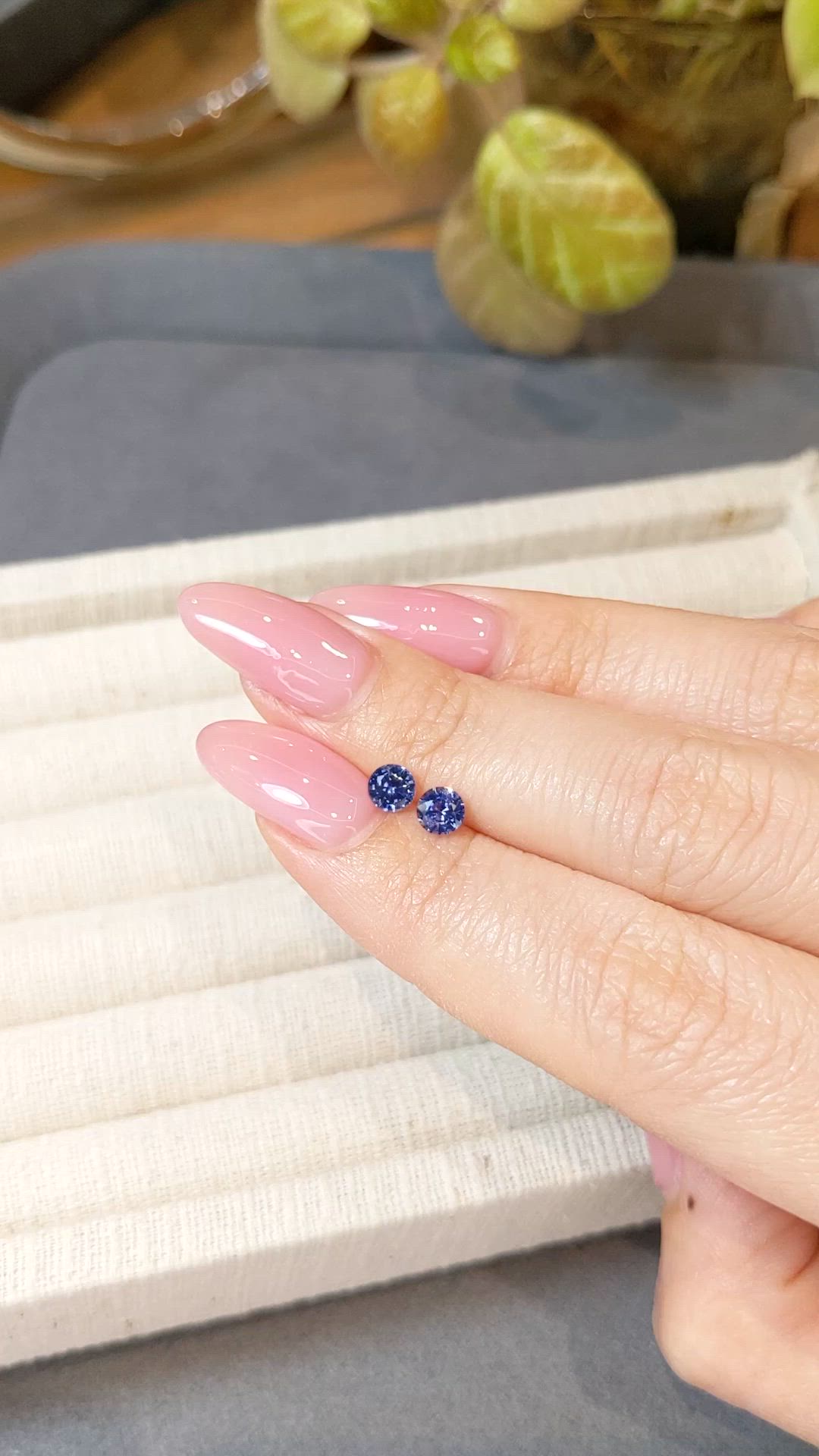 0.95 Ct.Tw.Total Carat Weight Blue Sapphire Pair from Ceylon (Sri Lanka) Size Video
