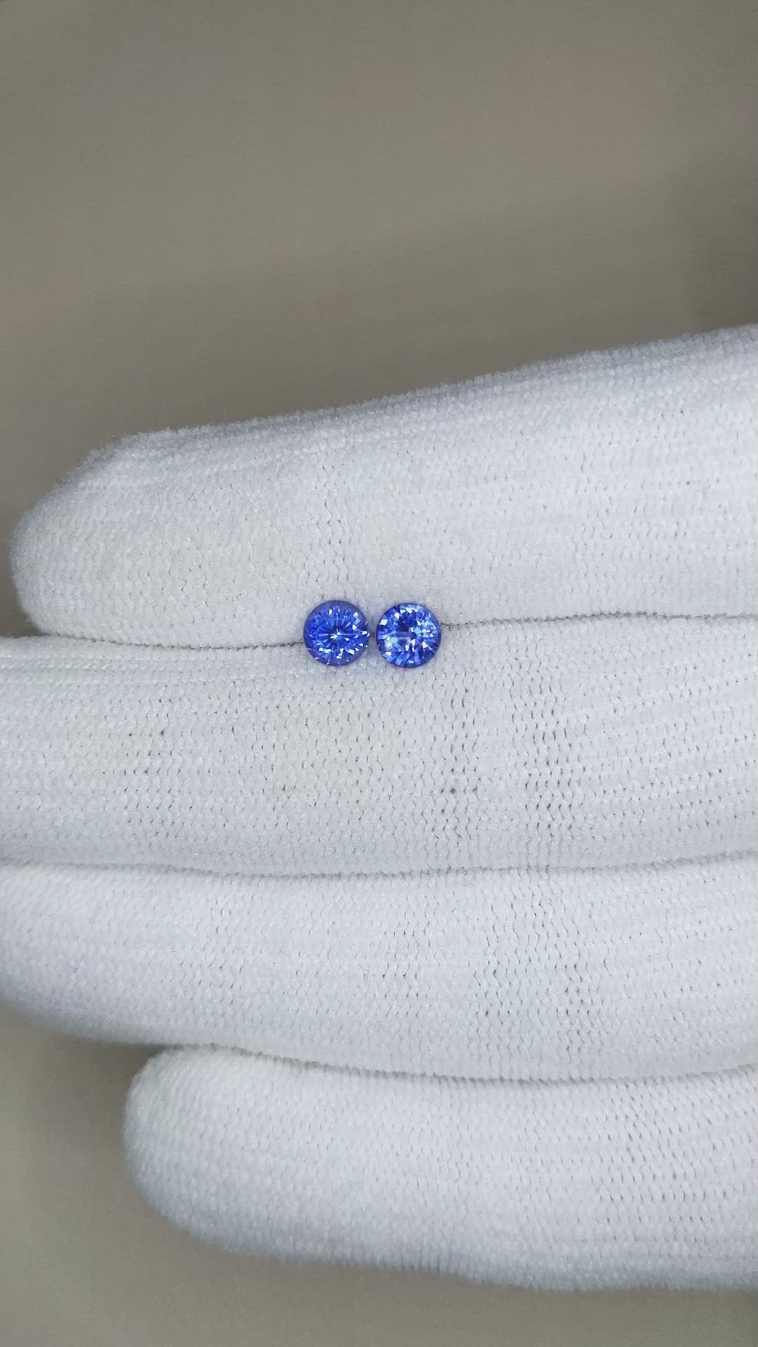 1.07 Ct.Tw.Total Carat Weight Blue Sapphire Pair from Ceylon (Sri Lanka) Size Video