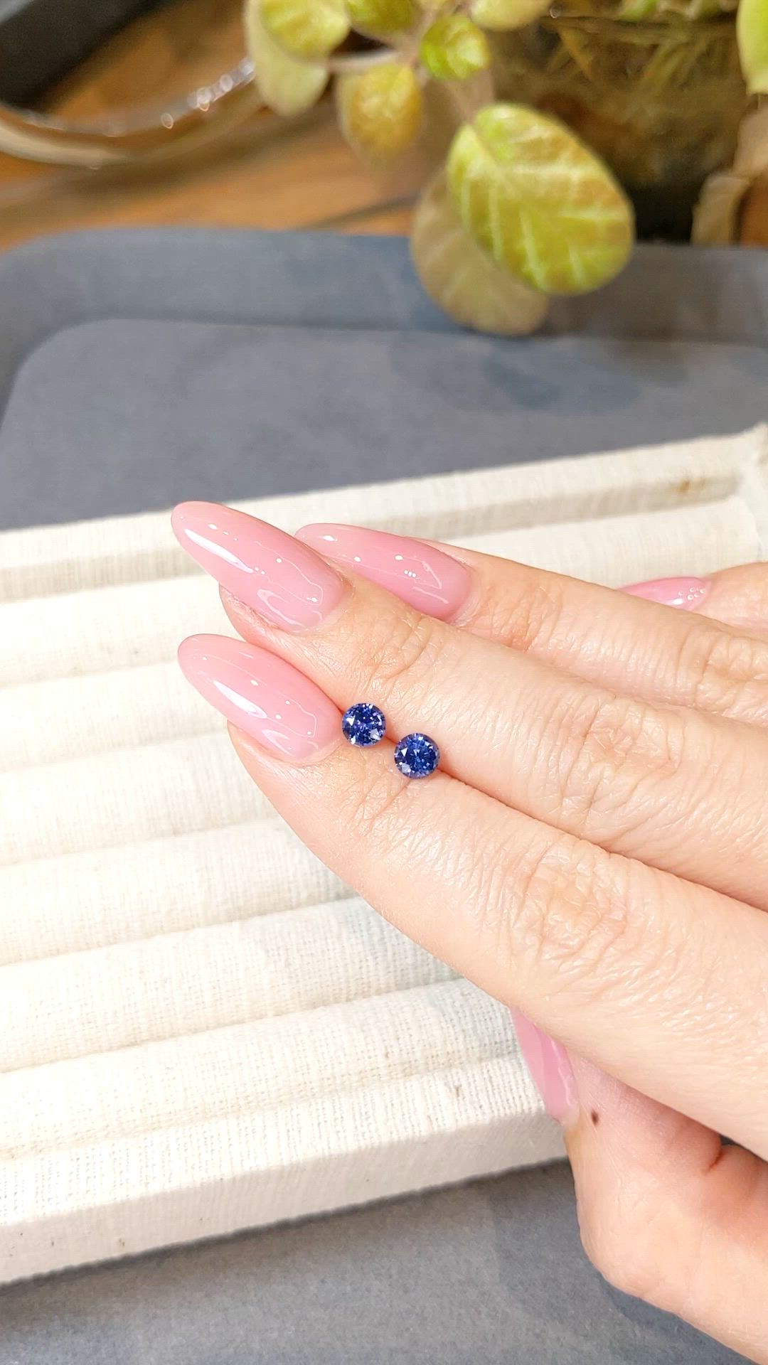 1.07 Ct.Tw.Total Carat Weight Blue Sapphire Pair from Ceylon (Sri Lanka) Size Video