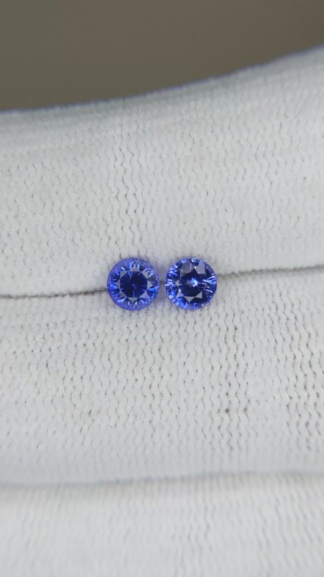 1.07 Ct.Tw.Total Carat Weight Blue Sapphire Pair from Ceylon (Sri Lanka) Size Video