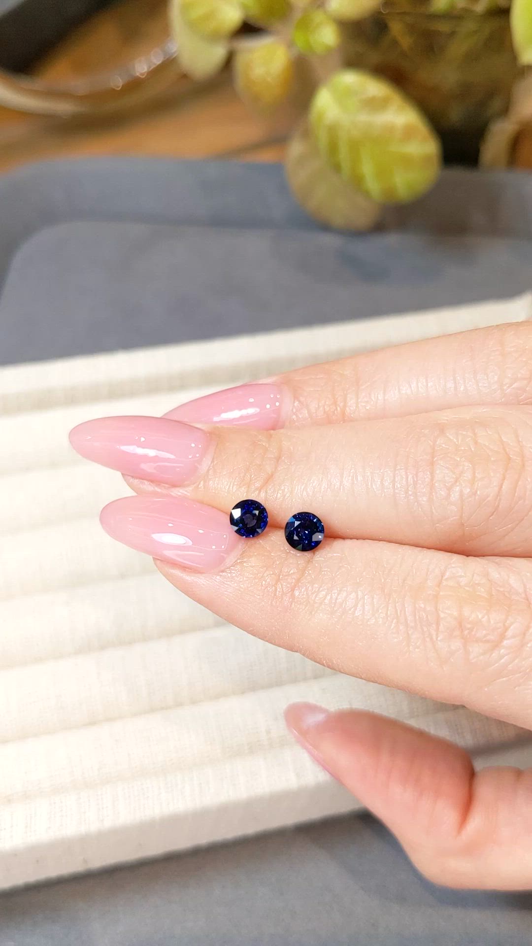 1.47 Ct.Tw.Total Carat Weight Blue Sapphire Pair from Ceylon (Sri Lanka) Size Video