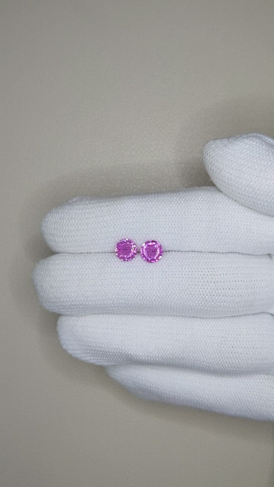 1.54&nbsp;Ct.Tw.Total Carat Weight Pink Sapphire Pair from Ceylon (Sri Lanka) Size Video