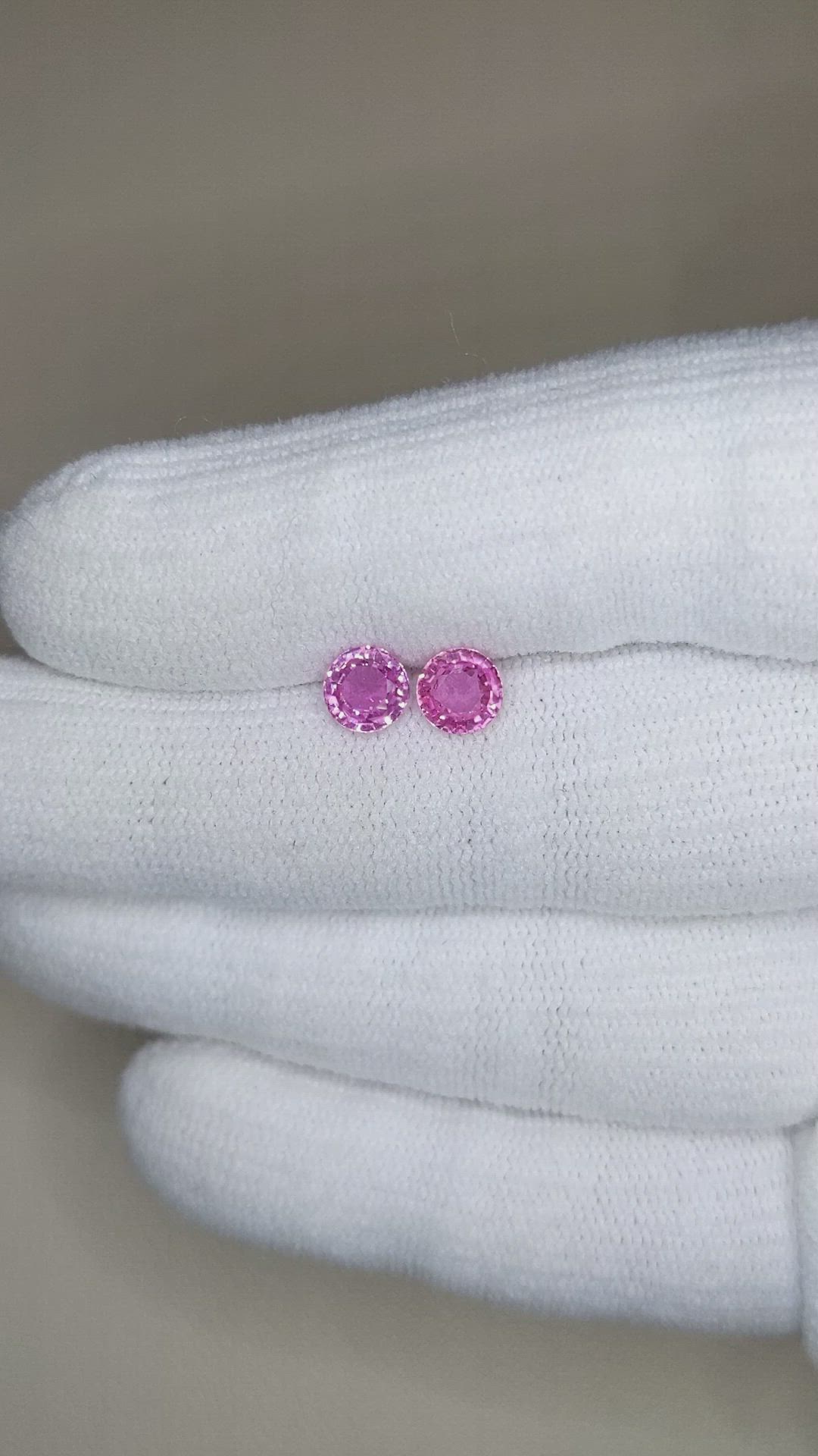 1.59&nbsp;Ct.Tw.Total Carat Weight Pink Sapphire Pair from Ceylon (Sri Lanka) Size Video