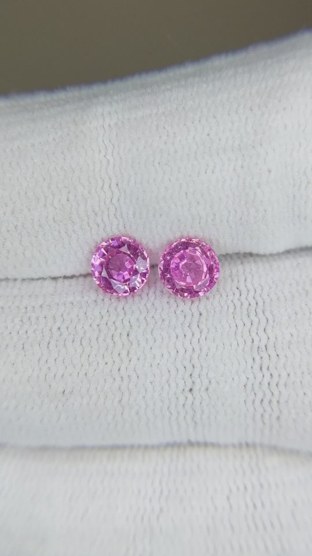 1.70 Ct.Tw.Total Carat Weight Pink Sapphire Pair from Ceylon (Sri Lanka) Size Video