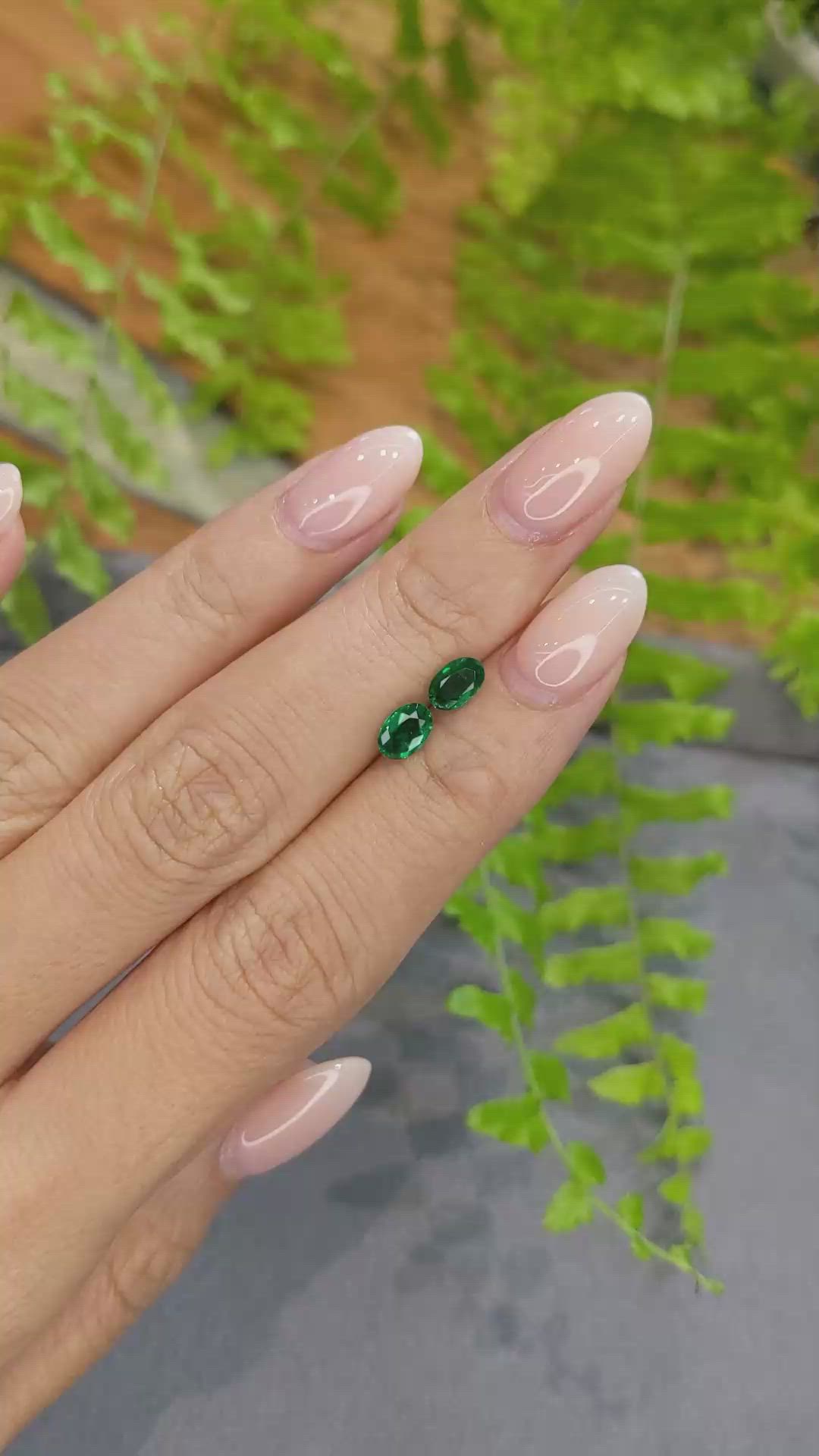 0.82 Ct.Tw.Total Carat Weight Green Sapphire Pair from Ceylon (Sri Lanka) Size Video
