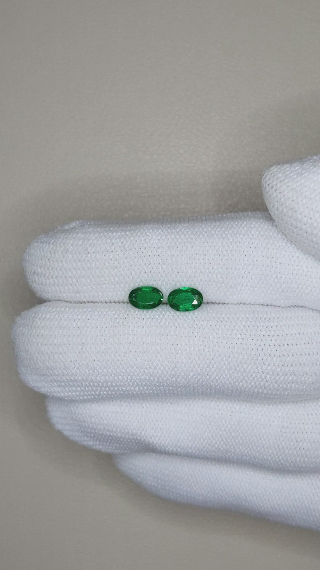 0.82 Ct.Tw.Total Carat Weight Green Sapphire Pair from Ceylon (Sri Lanka) Size Video