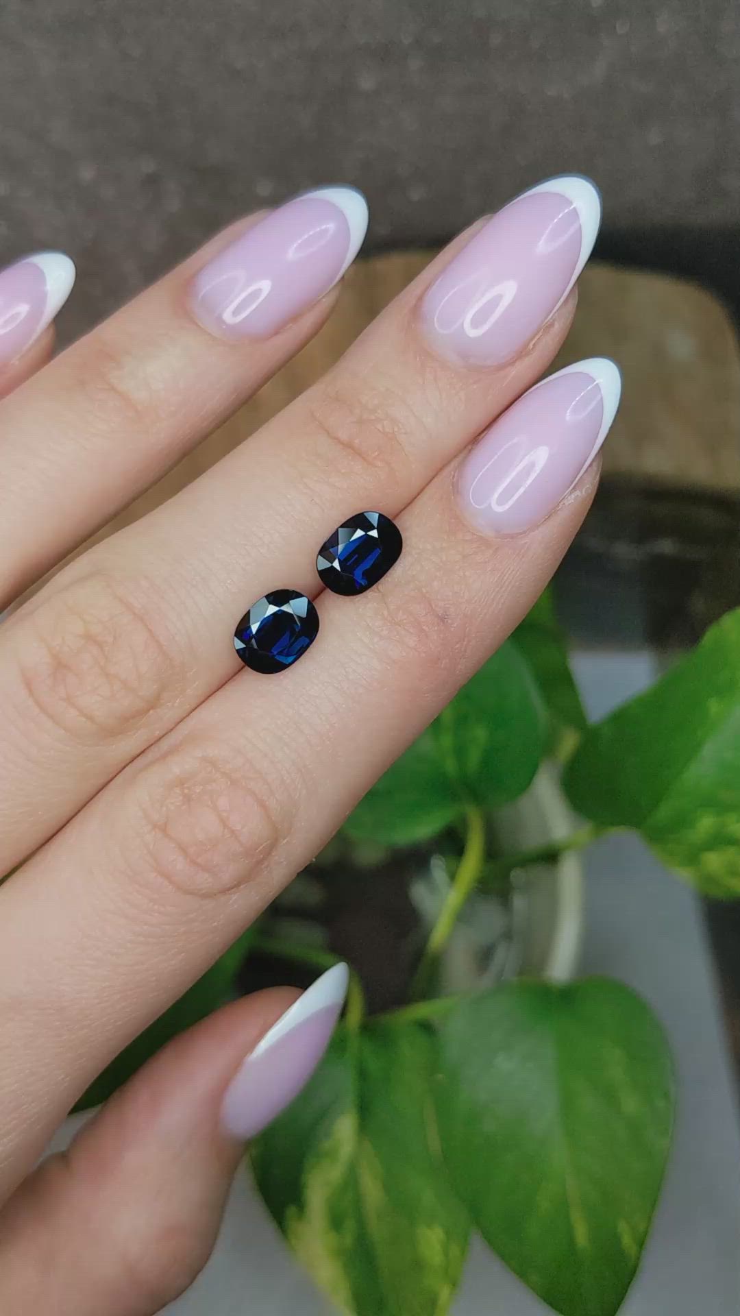 4.06 Ct.Tw.Total Carat Weight Blue Sapphire Pair from Ceylon (Sri Lanka) Size Video