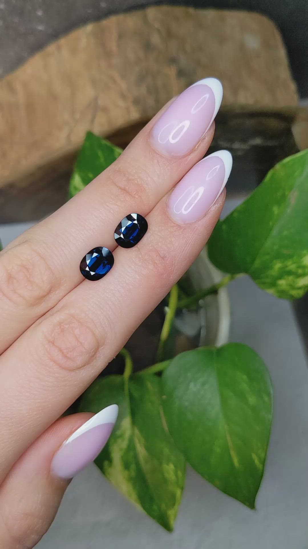 4.06 Ct.Tw.Total Carat Weight Blue Sapphire Pair from Ceylon (Sri Lanka) Size Video