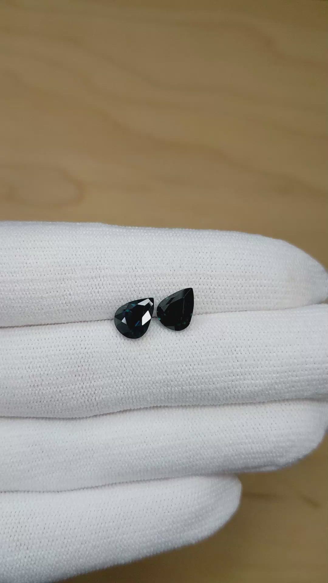 4.23 Ct.Tw.Total Carat Weight Blue Sapphire Pair from Australia Size Video