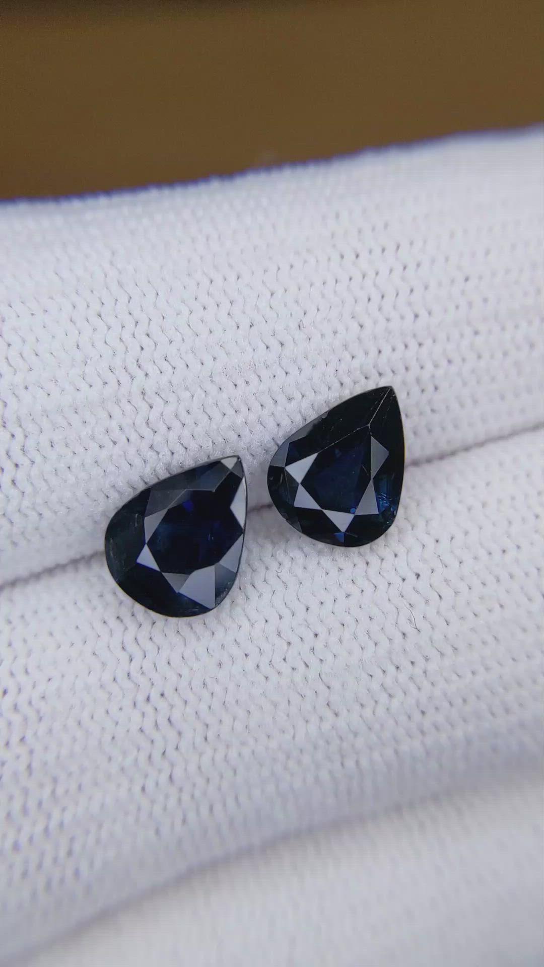 4.23 Ct.Tw.Total Carat Weight Blue Sapphire Pair from Australia Size Video