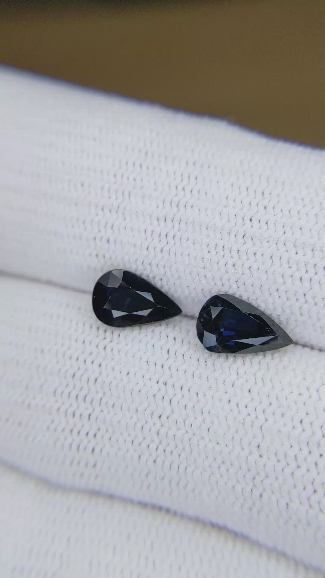 2.41 Ct.Tw.Total Carat Weight Blue Sapphire Pair from Australia Size Video