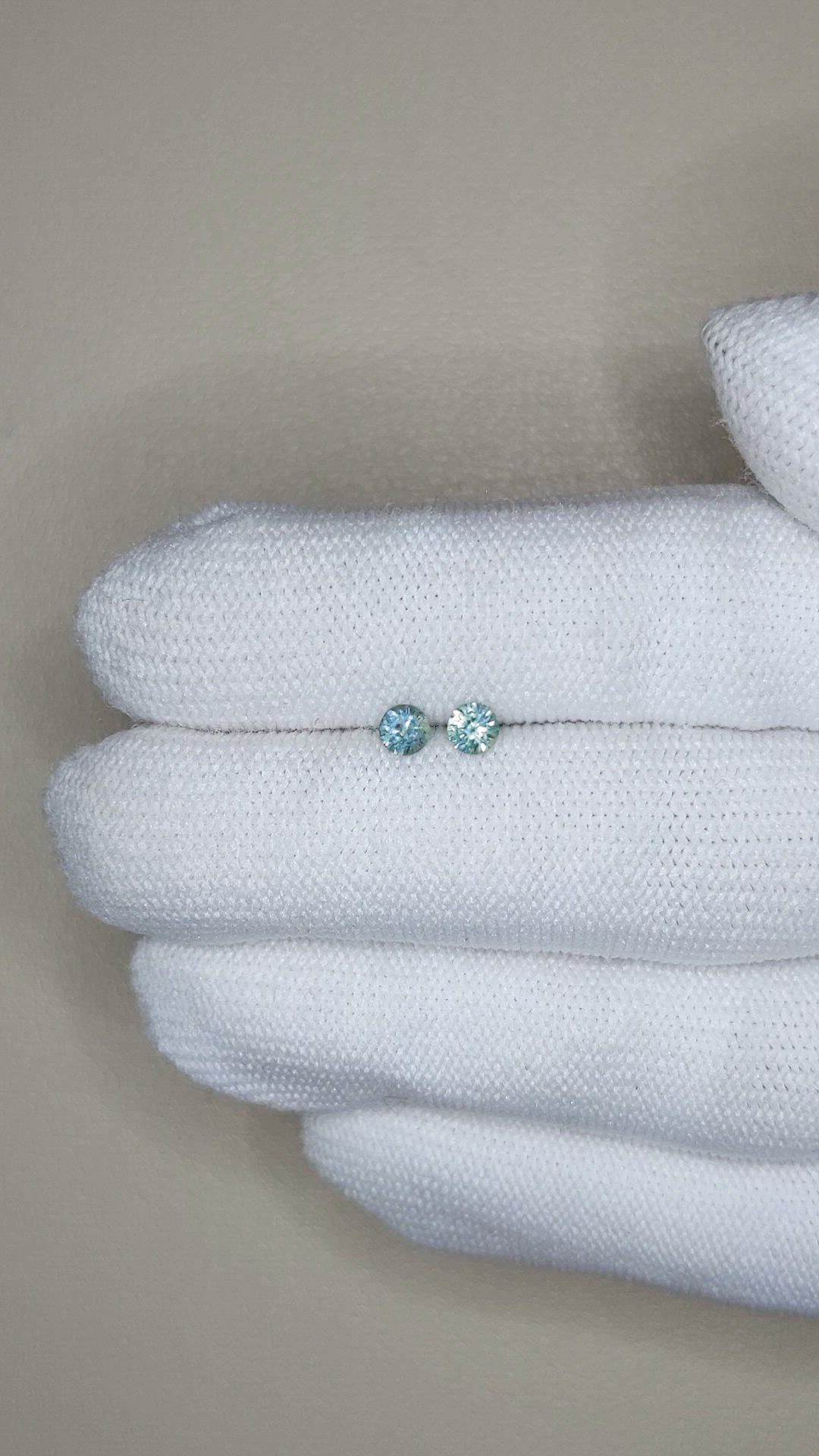 0.39 Ct.Tw.Total Carat Weight Bluish Green Sapphire Pair from Montana Size Video
