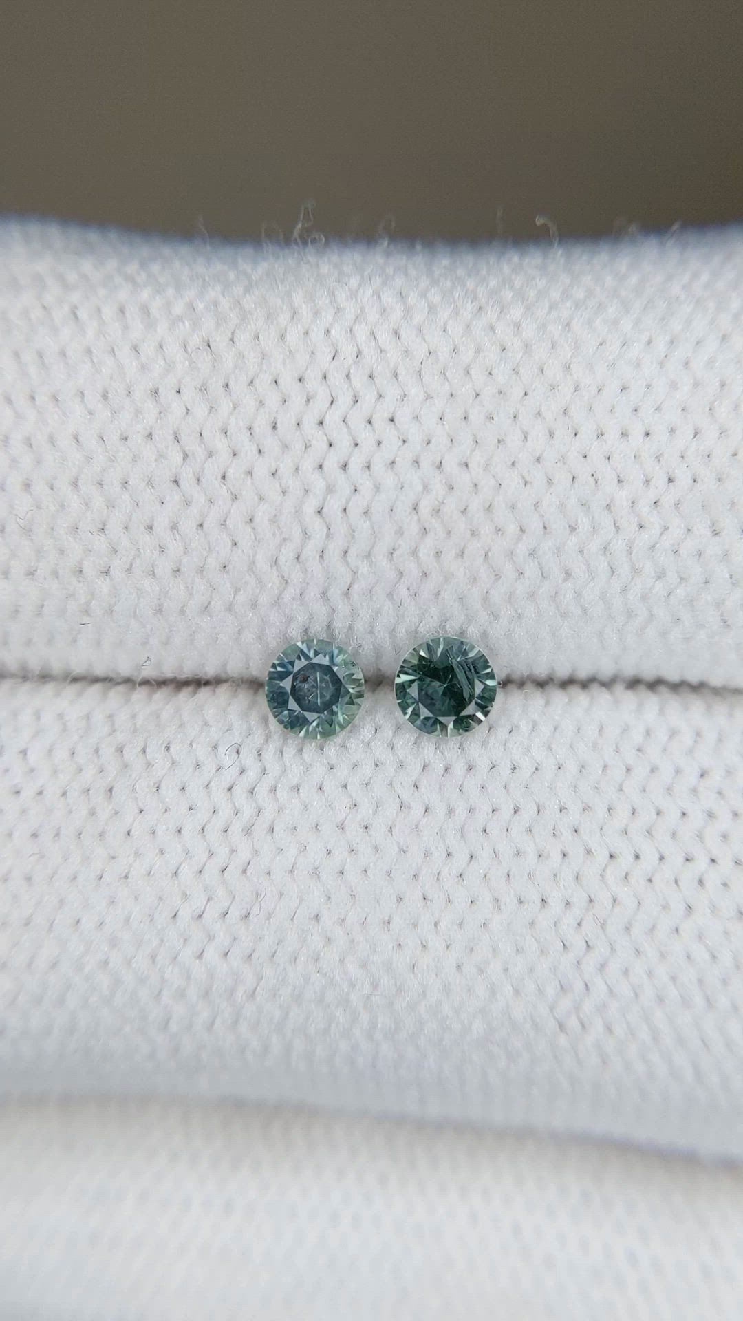 0.39 Ct.Tw.Total Carat Weight Bluish Green Sapphire Pair from Montana Size Video