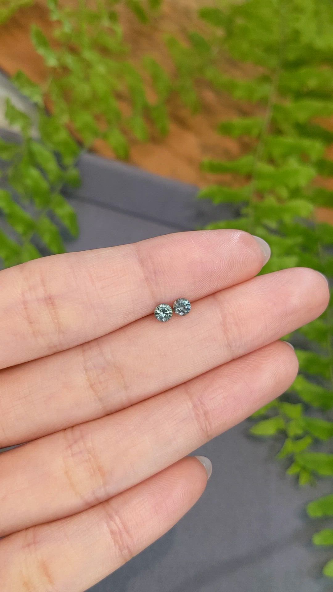 0.39 Ct.Tw.Total Carat Weight Bluish Green Sapphire Pair from Montana Size Video