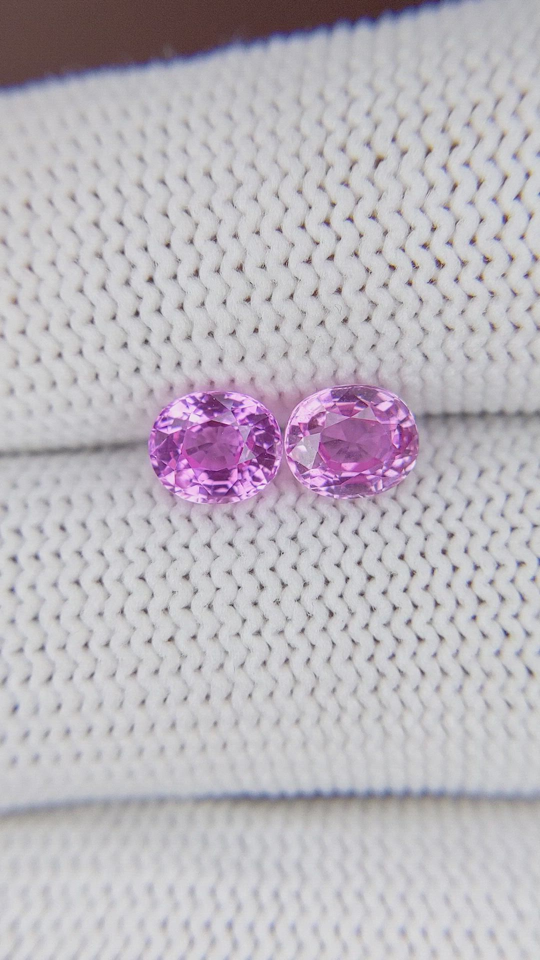 2.08 Ct.Tw.Total Carat Weight Pink Sapphire Pair from Madagascar Size Video