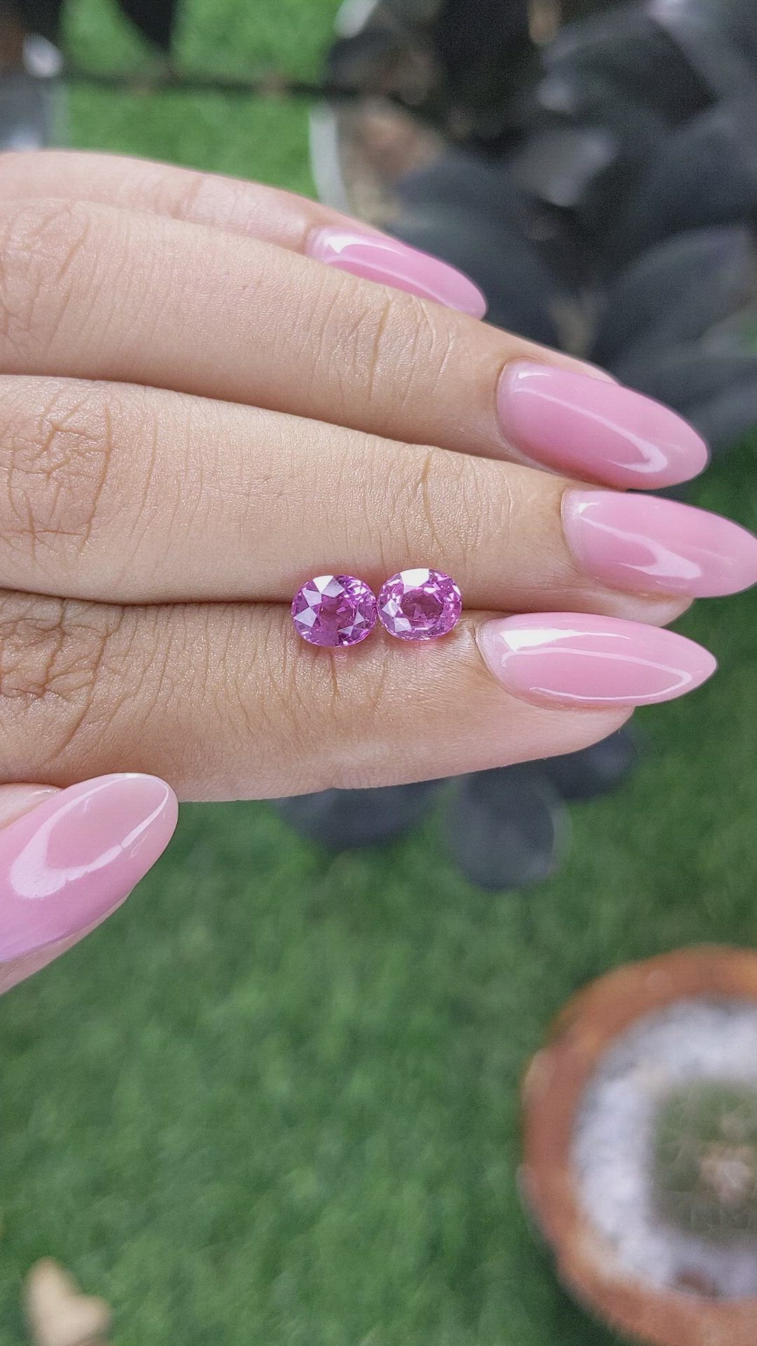2.08 Ct.Tw.Total Carat Weight Pink Sapphire Pair from Madagascar Size Video