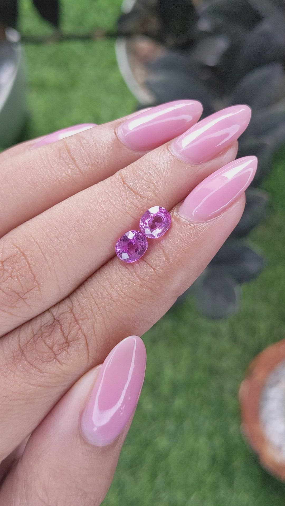 2.08 Ct.Tw.Total Carat Weight Pink Sapphire Pair from Madagascar Size Video