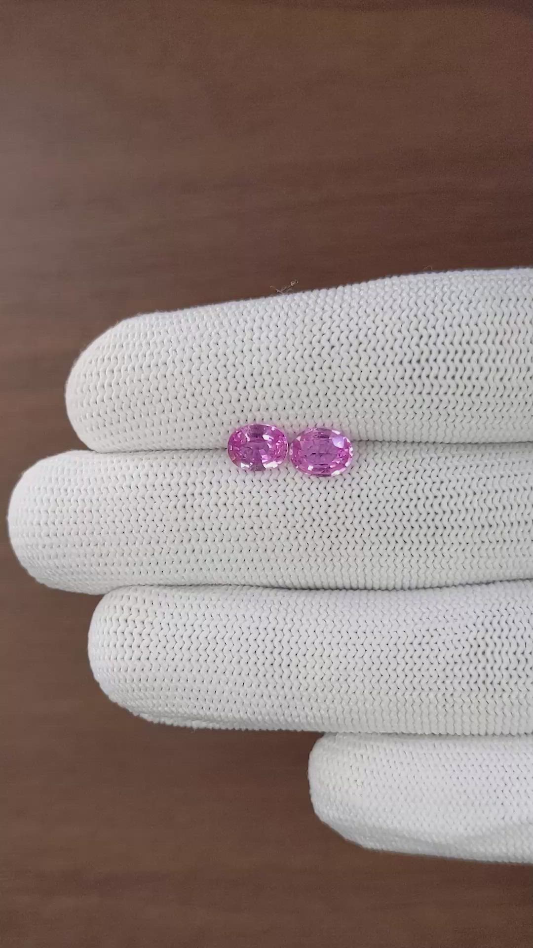 2.11 Ct.Tw.Total Carat Weight Pink Sapphire Pair from Madagascar Size Video
