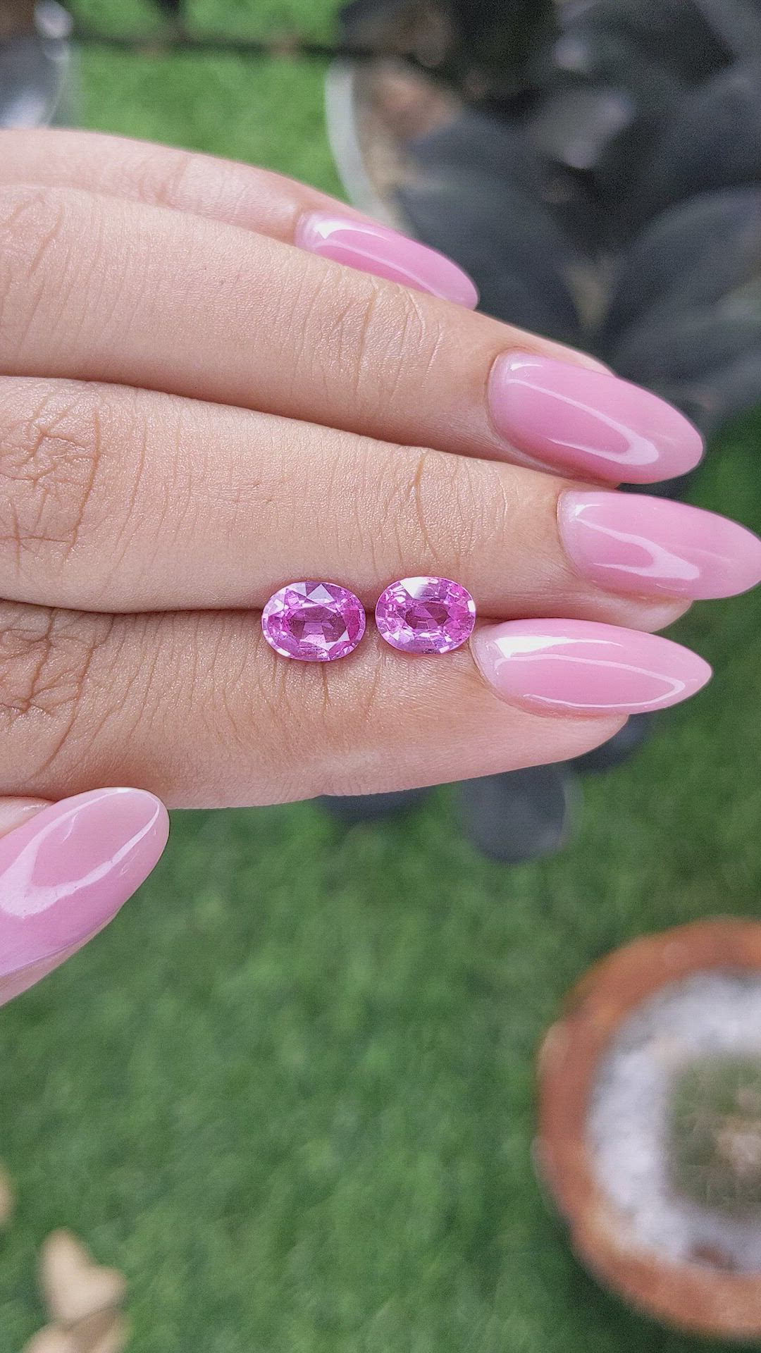 2.11 Ct.Tw.Total Carat Weight Pink Sapphire Pair from Madagascar Size Video