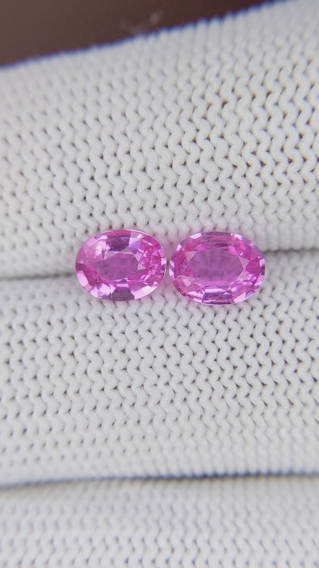 2.11 Ct.Tw.Total Carat Weight Pink Sapphire Pair from Madagascar Size Video