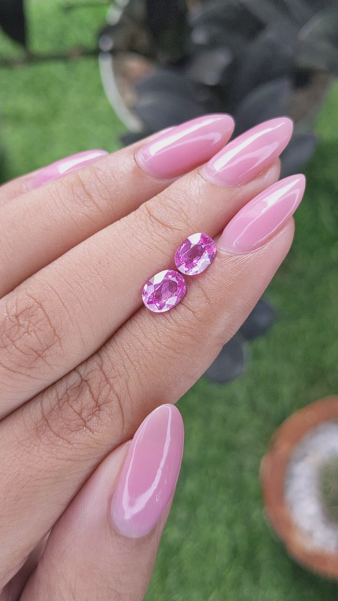 2.11 Ct.Tw.Total Carat Weight Pink Sapphire Pair from Madagascar Size Video