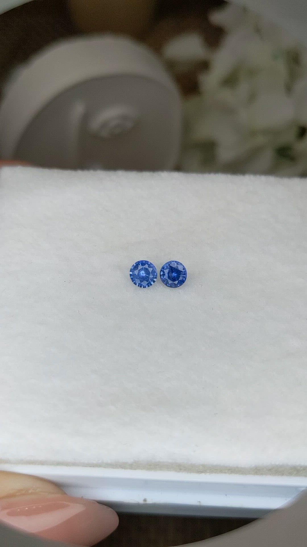 0.78 Ct.Tw.Total Carat Weight Blue Sapphire Pair from Ceylon (Sri Lanka) Size Video