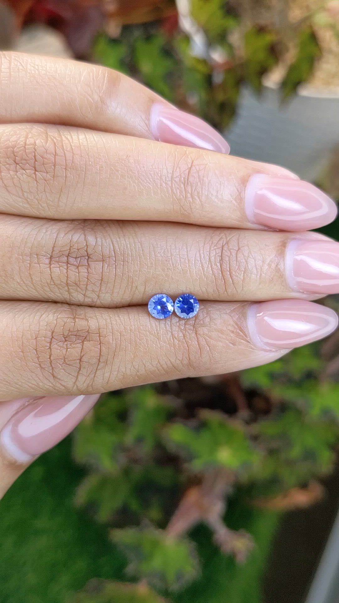 0.78 Ct.Tw.Total Carat Weight Blue Sapphire Pair from Ceylon (Sri Lanka) Size Video