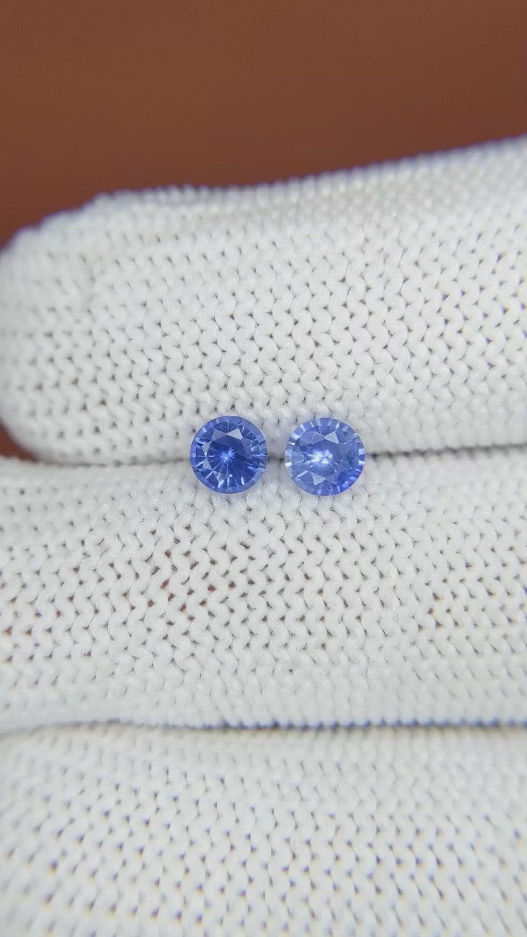 0.78 Ct.Tw.Total Carat Weight Blue Sapphire Pair from Ceylon (Sri Lanka) Size Video