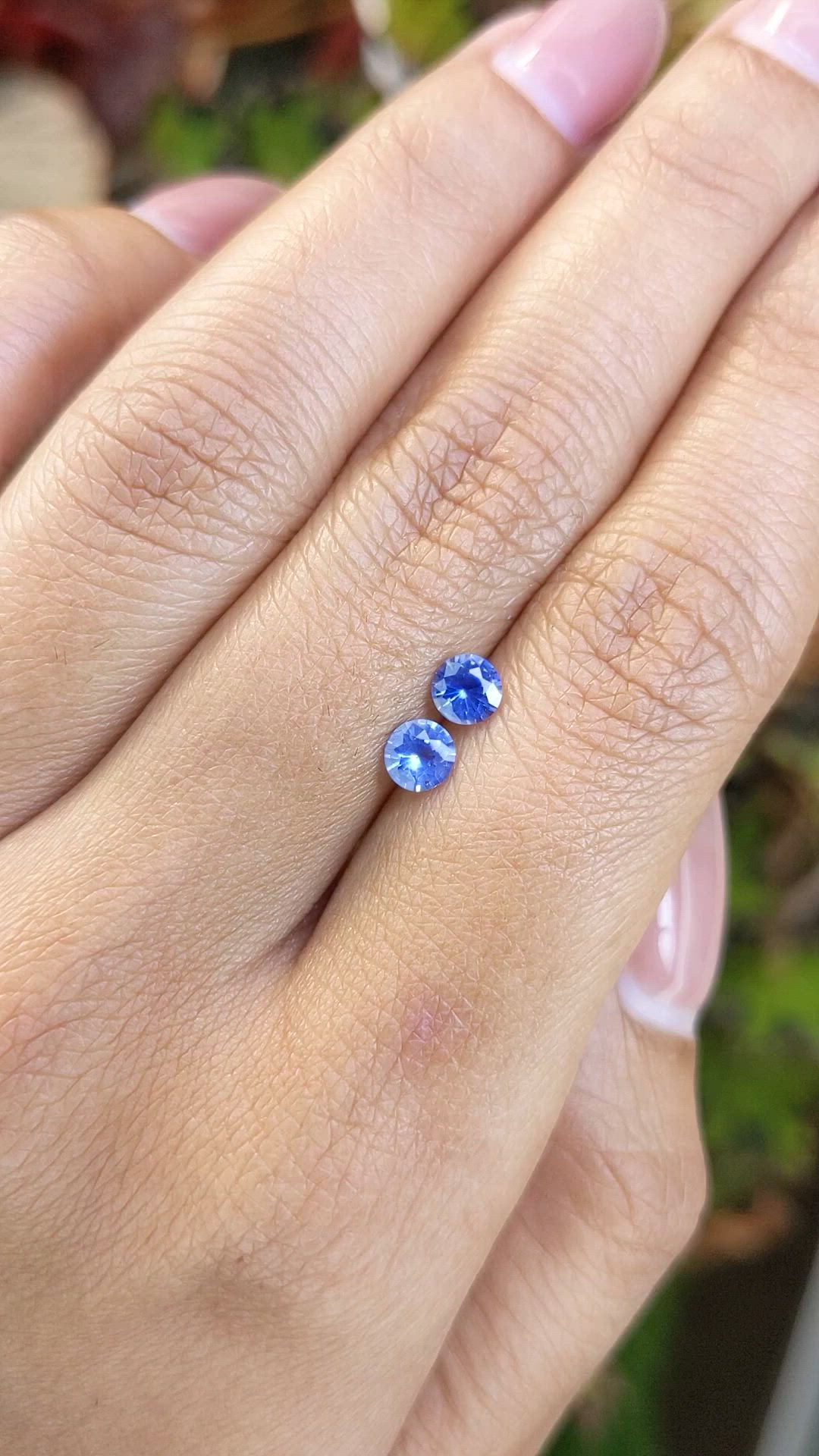 0.78 Ct.Tw.Total Carat Weight Blue Sapphire Pair from Ceylon (Sri Lanka) Size Video