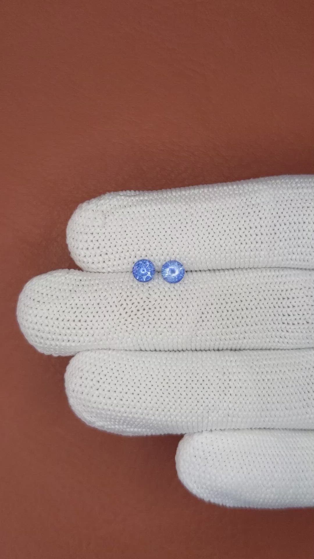 0.78 Ct.Tw.Total Carat Weight Blue Sapphire Pair from Ceylon (Sri Lanka) Size Video
