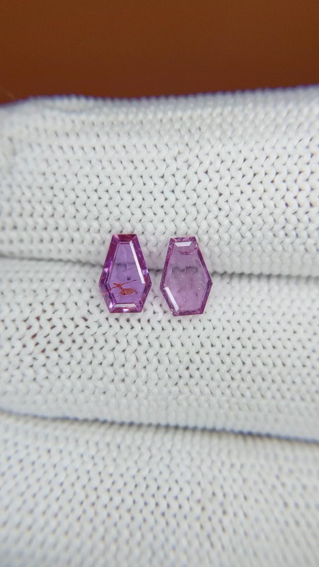 1.27 Ct.Tw.Total Carat Weight Pinkish Purple Sapphire Pair from Ceylon (Sri Lanka) Size Video